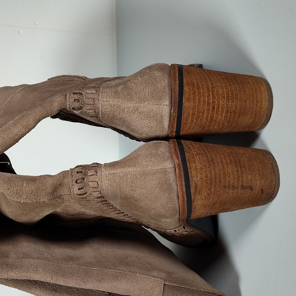Vince Camuto Madolee tan suede over the knee heeled boots 8.5 - Picture 9 of 16